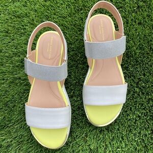 Cole Haan Grand Ambition Silver, Yellow Sandals Modern Color-Block Design size 7
